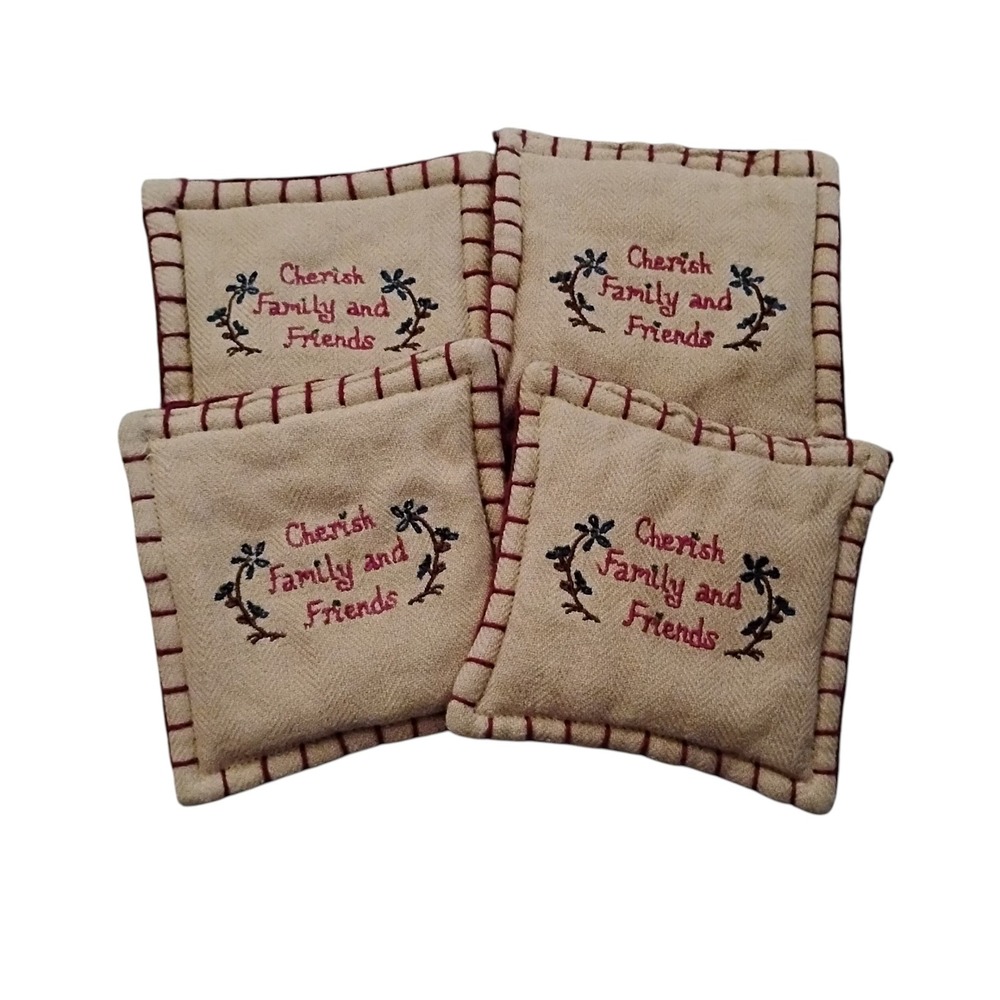 Set of 4 Aromatic Cinnamon Spiced Mug Mats Coasters Cherish Family and Friends